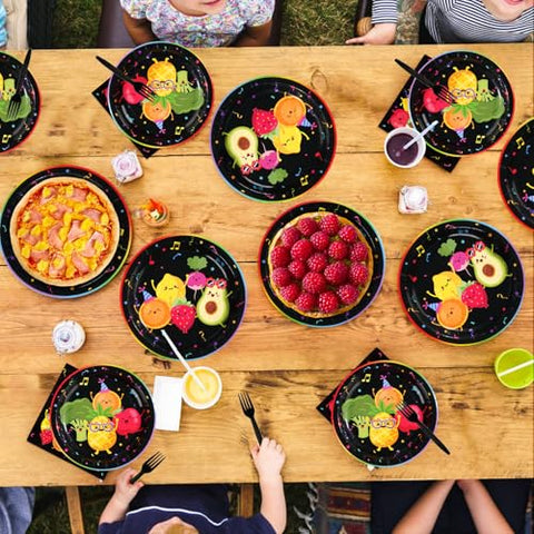 200 Pcs Dancing Fruit Party Plates and Napkins - Grencian