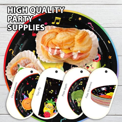 200 Pcs Dancing Fruit Party Plates and Napkins - Grencian