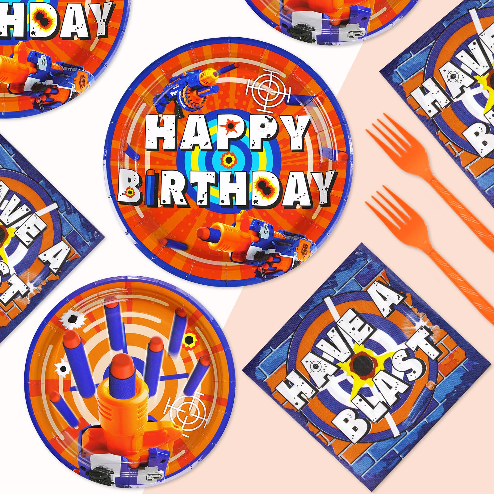 200 Pcs Dart War Party Plates and Napkins - Grencian