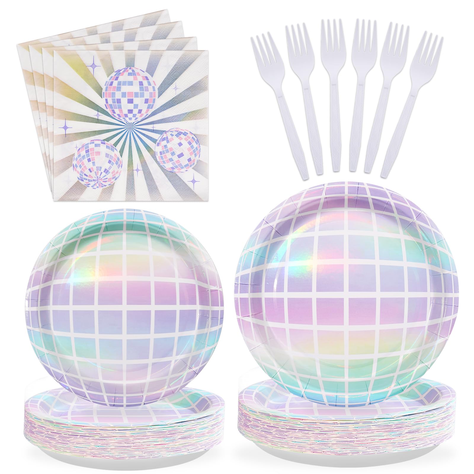 200 Pcs Disco Party Plates and Napkins - Grencian