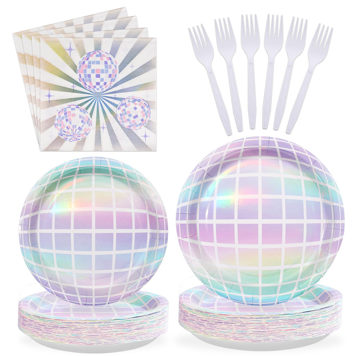 200 Pcs Disco Party Plates and Napkins - Grencian
