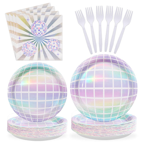 200 Pcs Disco Party Plates and Napkins - Grencian