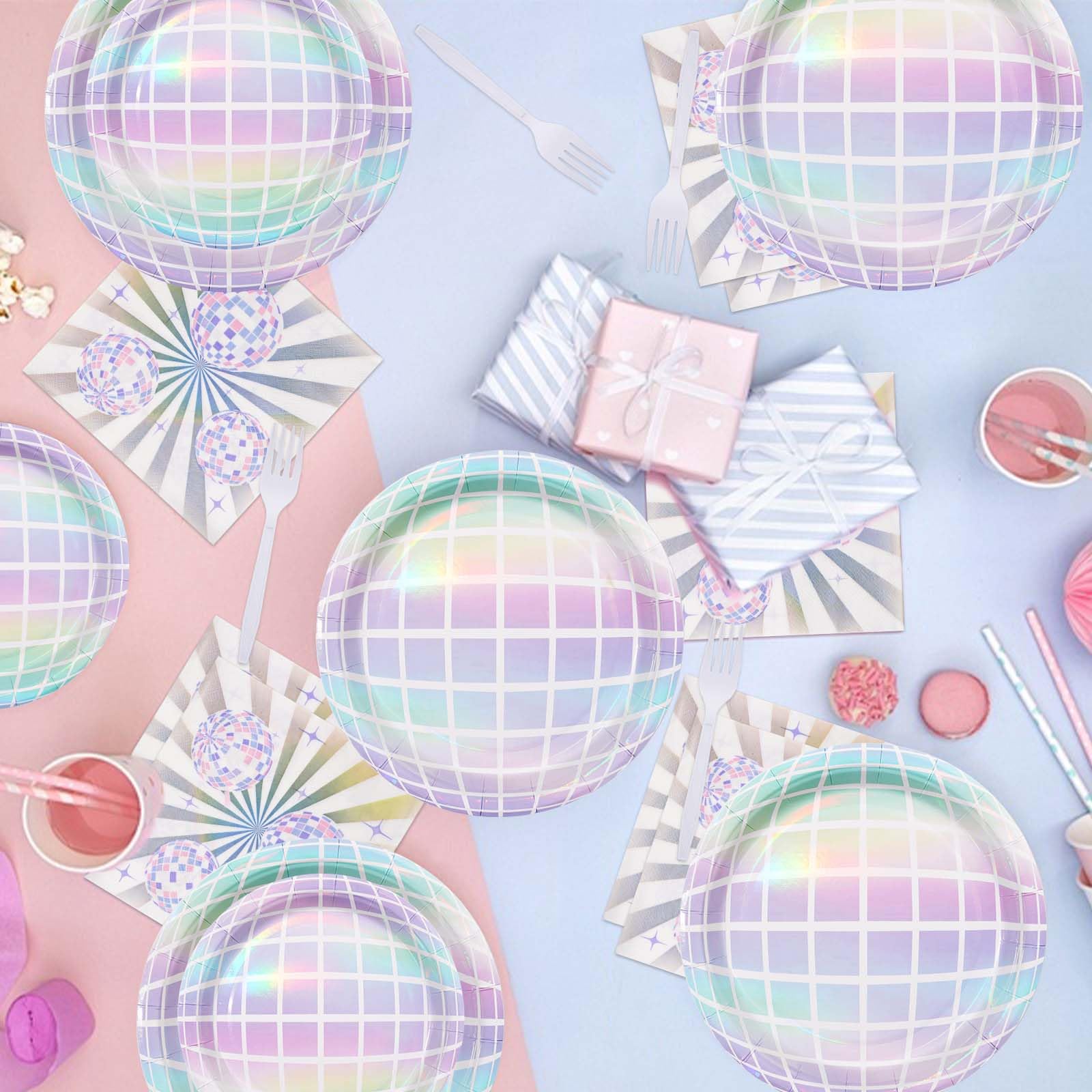 200 Pcs Disco Party Plates and Napkins - Grencian