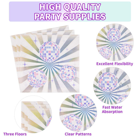 200 Pcs Disco Party Plates and Napkins - Grencian