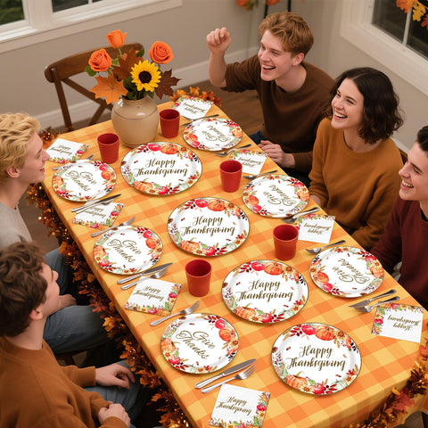 200 Pcs Fall Harvest Party Plates and Napkins - Grencian