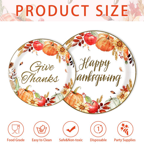 200 Pcs Fall Harvest Party Plates and Napkins - Grencian