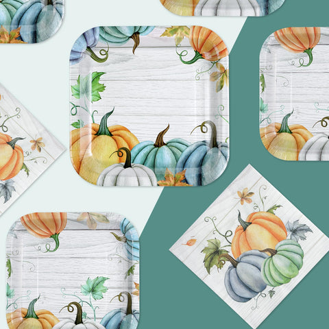 200 Pcs Fall Party Plates and Napkins - Grencian