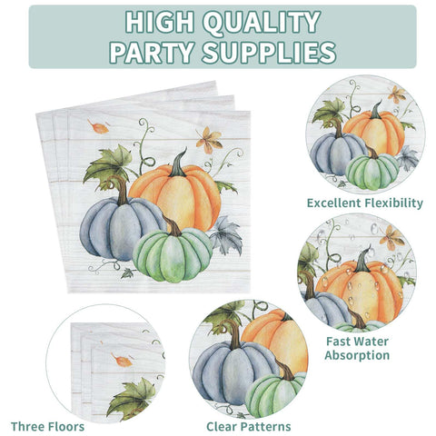 200 Pcs Fall Party Plates and Napkins - Grencian