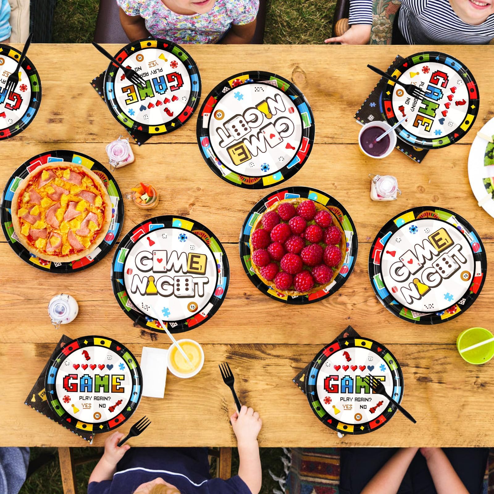 200 Pcs Family Game Night Party Plates and Napkins - Grencian