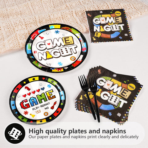 200 Pcs Family Game Night Party Plates and Napkins - Grencian