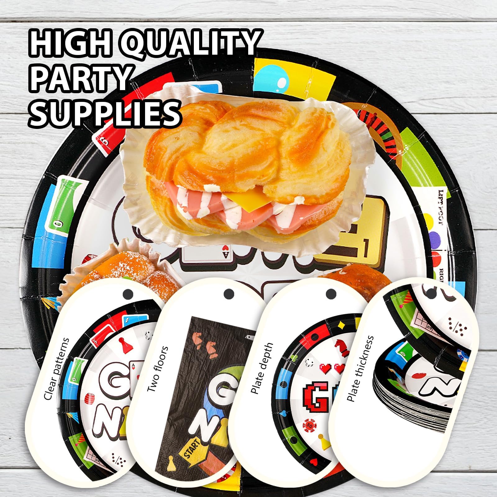 200 Pcs Family Game Night Party Plates and Napkins - Grencian