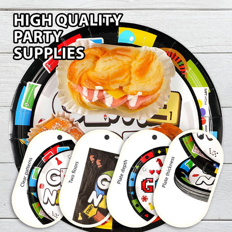 200 Pcs Family Game Night Party Plates and Napkins - Grencian