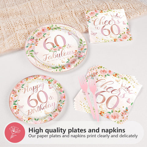 200 assiettes et serviettes à motif floral pour une fête d'anniversaire de 85 ans