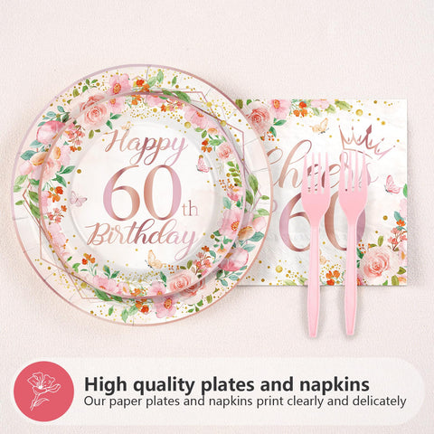 200 assiettes et serviettes à motif floral pour une fête d'anniversaire de 85 ans