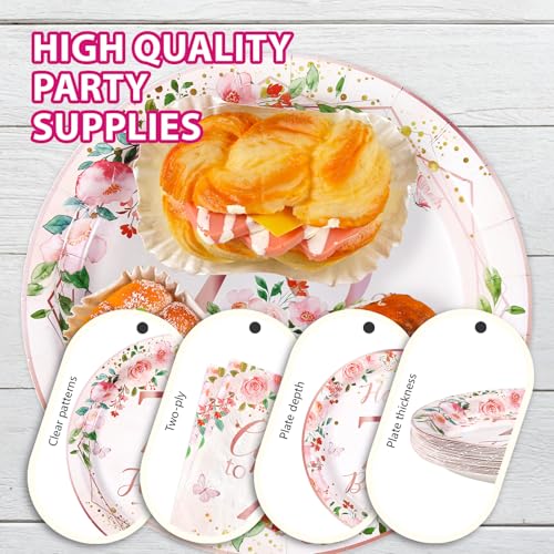 200 Pcs Floral 70th Birthday Party Plates and Napkins - Grencian