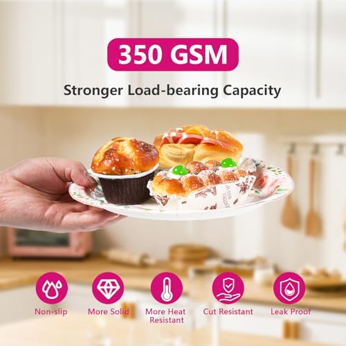 200 Pcs Floral 70th Birthday Party Plates and Napkins - Grencian