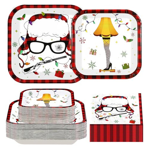 200 Pcs Funny Xmas Story Party Plates and Napkins - Grencian
