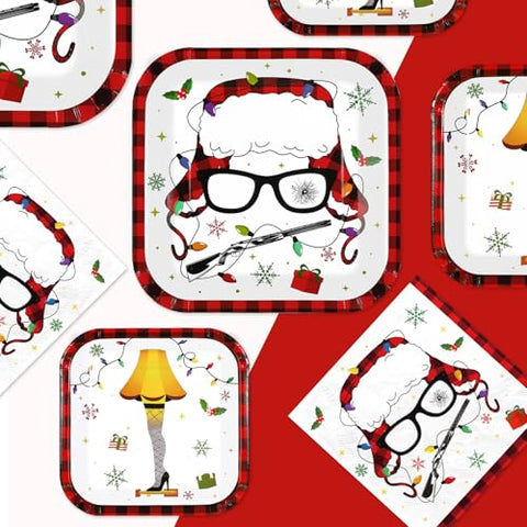 200 Pcs Funny Xmas Story Party Plates and Napkins - Grencian
