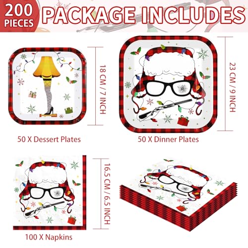 200 Pcs Funny Xmas Story Party Plates and Napkins - Grencian