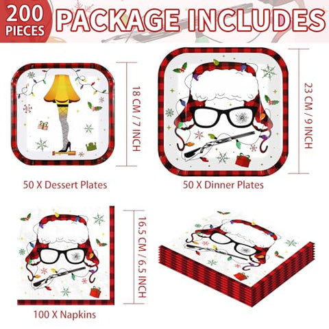 200 Pcs Funny Xmas Story Party Plates and Napkins - Grencian