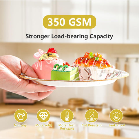 200 Pcs Gold Christmas Tree Party Plates and Napkins - Grencian