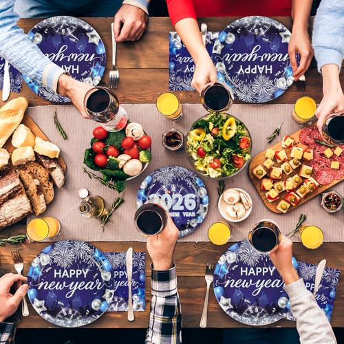 200 Pcs Happy New Year Party Plates and Napkins - Grencian
