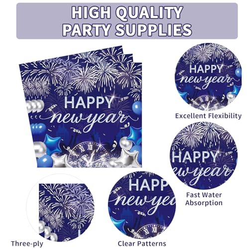 200 Pcs Happy New Year Party Plates and Napkins - Grencian