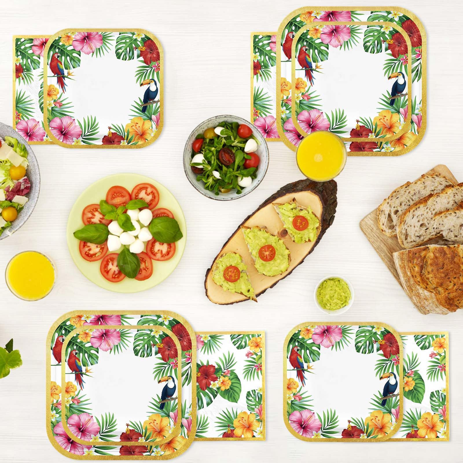 200 Pcs Hawaiian Luau Party Plates and Napkins - Grencian