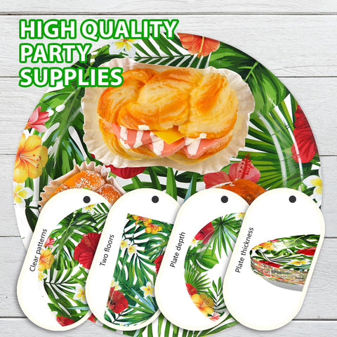 200 Pcs Hawaiian Party Plates and Napkins - Grencian