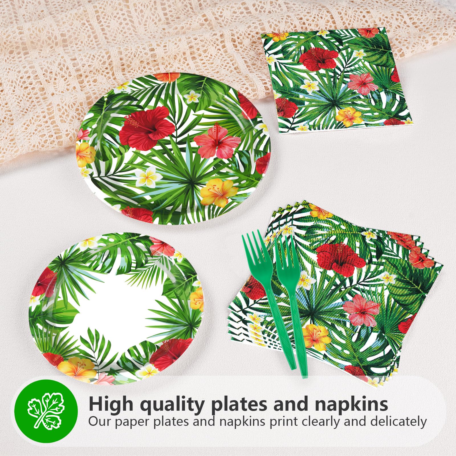 200 Pcs Hawaiian Party Plates and Napkins - Grencian
