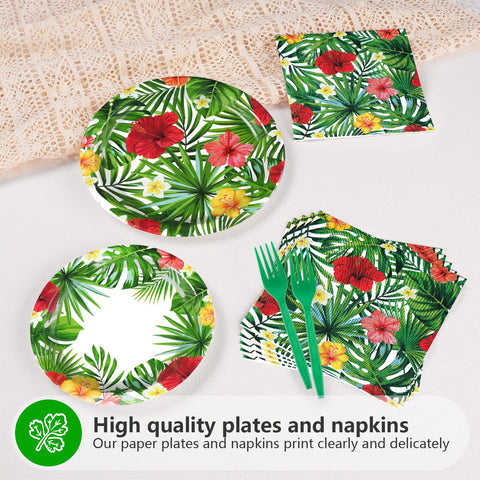 200 Pcs Hawaiian Party Plates and Napkins - Grencian