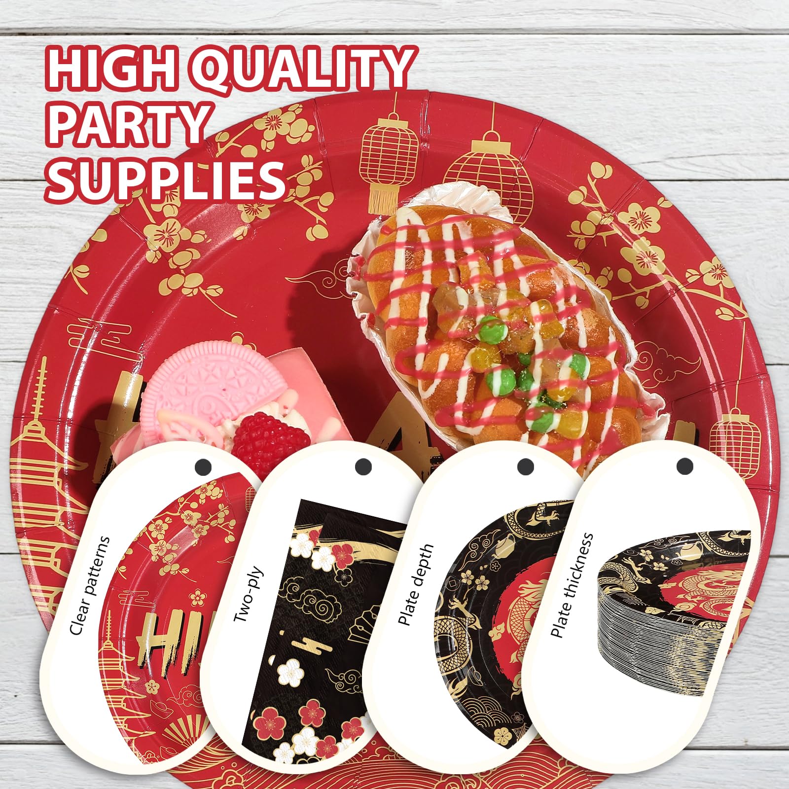 200 Pcs Hibachi Party Plates and Napkins - Grencian