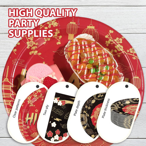 200 Pcs Hibachi Party Plates and Napkins - Grencian