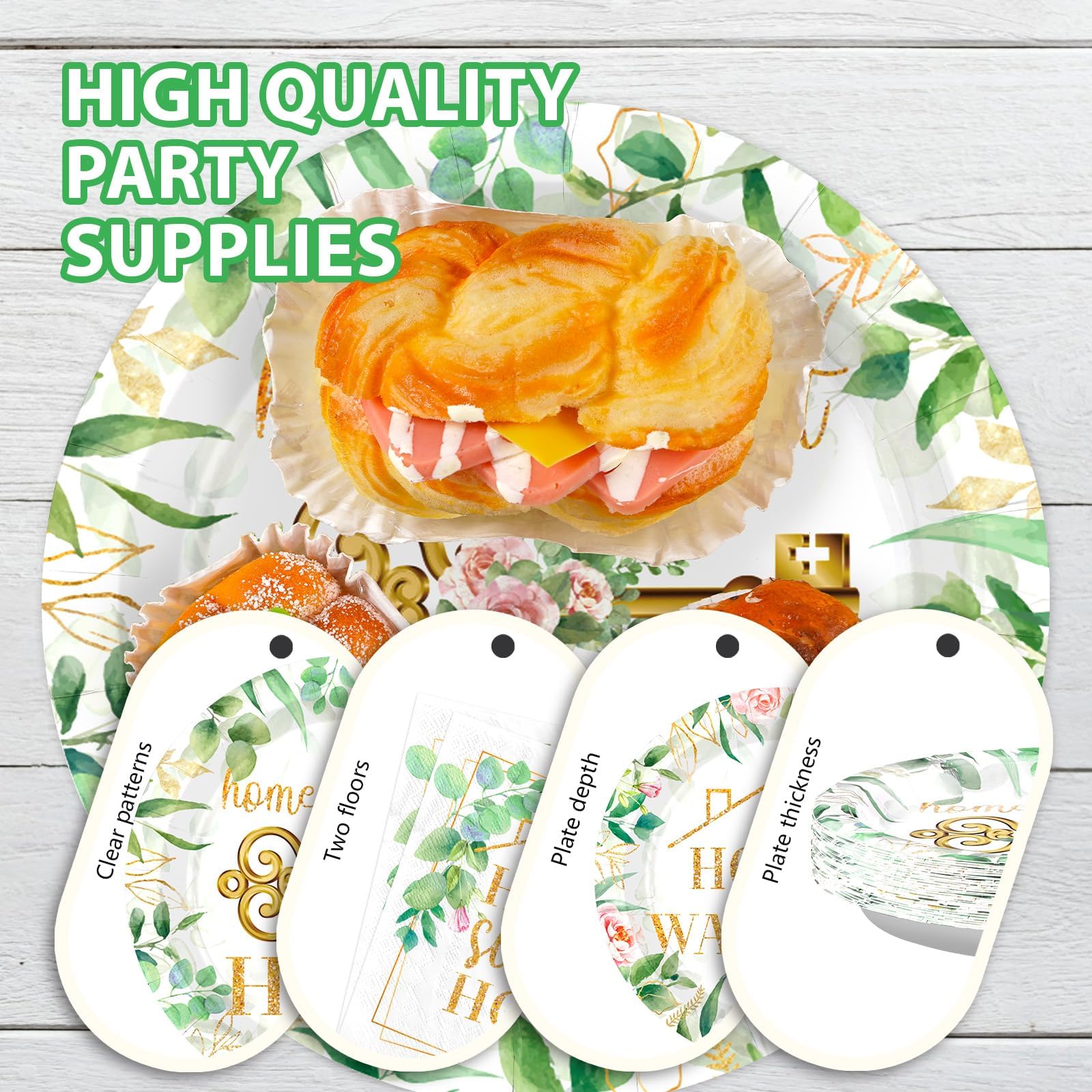 200 Pcs House Warming Party Plates and Napkins - Grencian