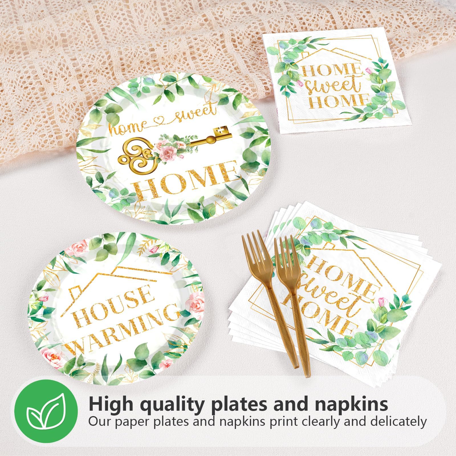 200 Pcs House Warming Party Plates and Napkins - Grencian