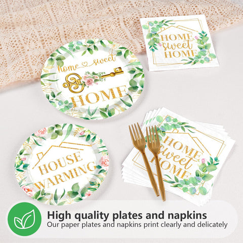 200 Pcs House Warming Party Plates and Napkins - Grencian
