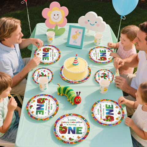 200 Pcs Insect 1st Birthday Party Plates and Napkins - Grencian