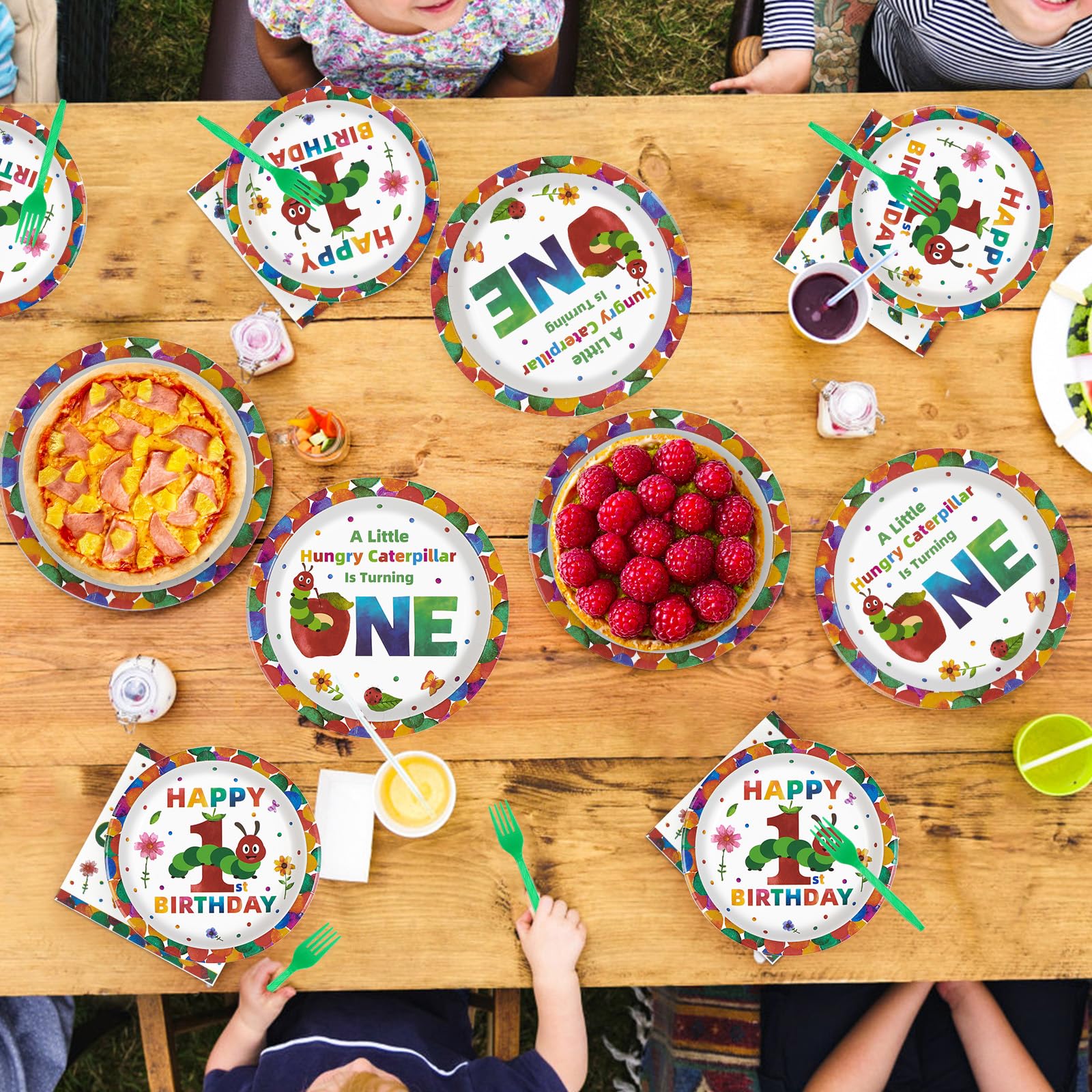 200 Pcs Insect 1st Birthday Party Plates and Napkins - Grencian
