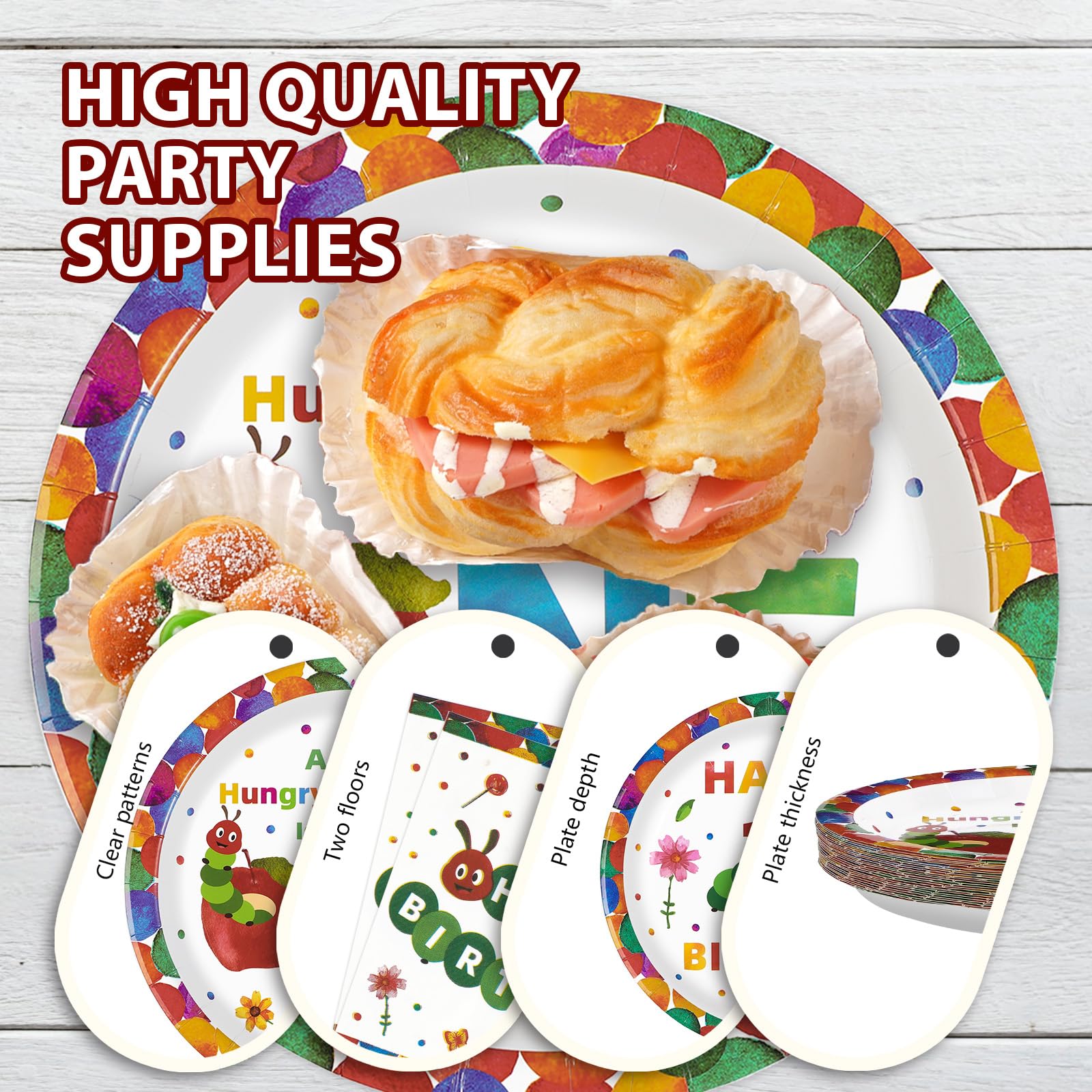 200 Pcs Insect 1st Birthday Party Plates and Napkins - Grencian