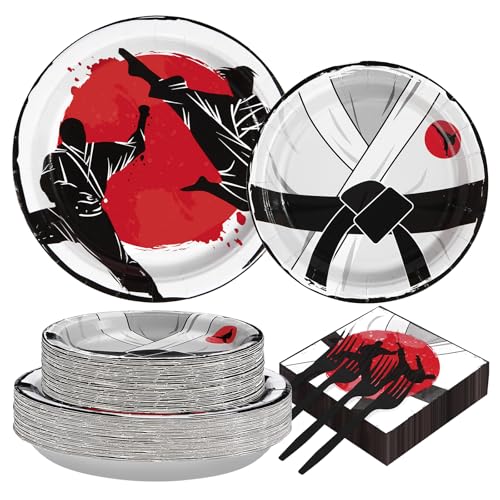 200 Pcs Karate Party Plates and Napkins - Grencian