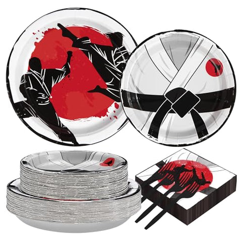 200 Pcs Karate Party Plates and Napkins - Grencian