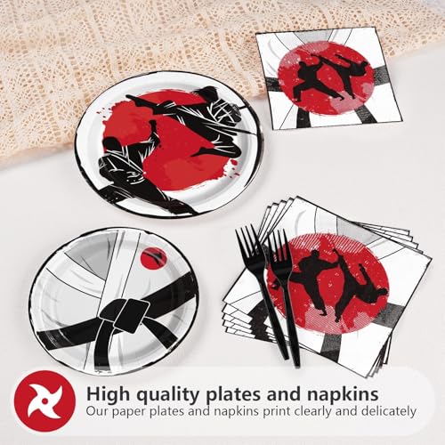 200 Pcs Karate Party Plates and Napkins - Grencian