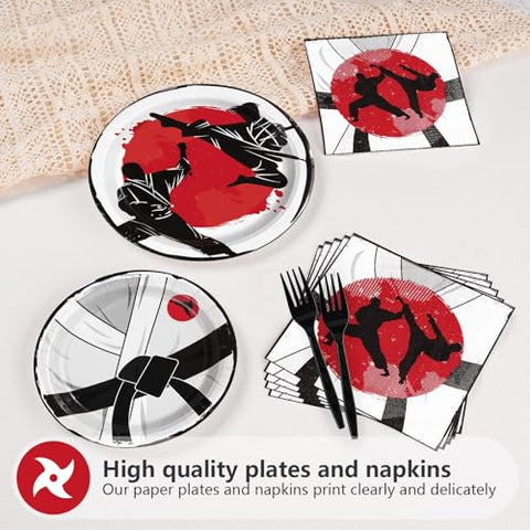 200 Pcs Karate Party Plates and Napkins - Grencian