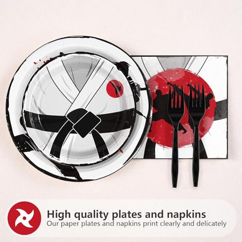 200 Pcs Karate Party Plates and Napkins - Grencian