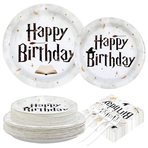 200 Pcs Magical Wizard Birthday Party Plates and Napkins - Grencian