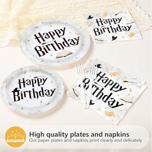 200 Pcs Magical Wizard Birthday Party Plates and Napkins - Grencian