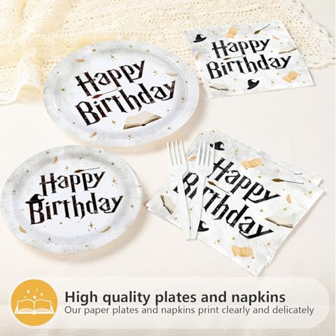 200 Pcs Magical Wizard Birthday Party Plates and Napkins - Grencian