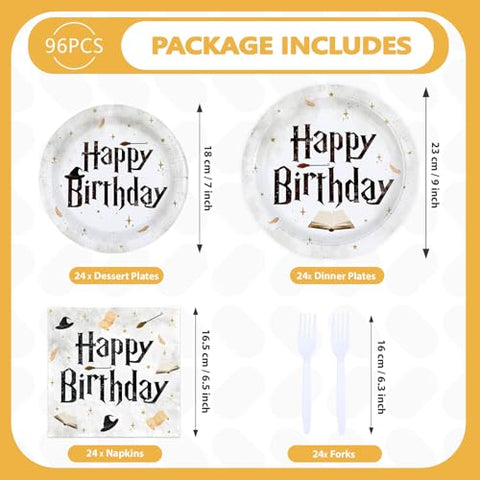 200 Pcs Magical Wizard Birthday Party Plates and Napkins - Grencian