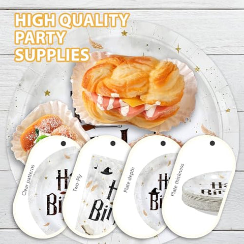 200 Pcs Magical Wizard Birthday Party Plates and Napkins - Grencian