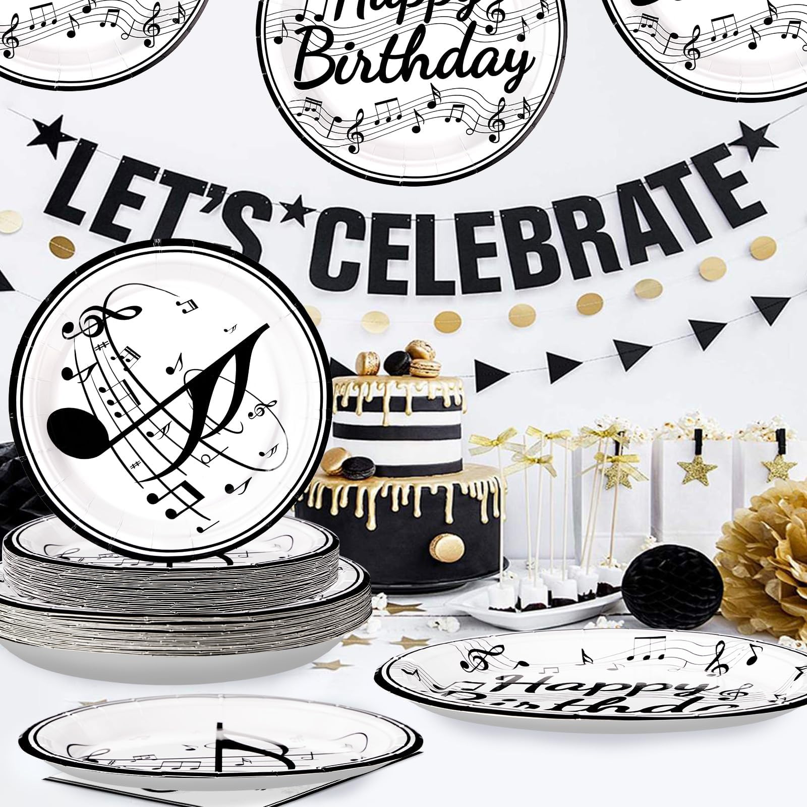 200 Pcs Music Birthday Party Plates and Napkins - Grencian